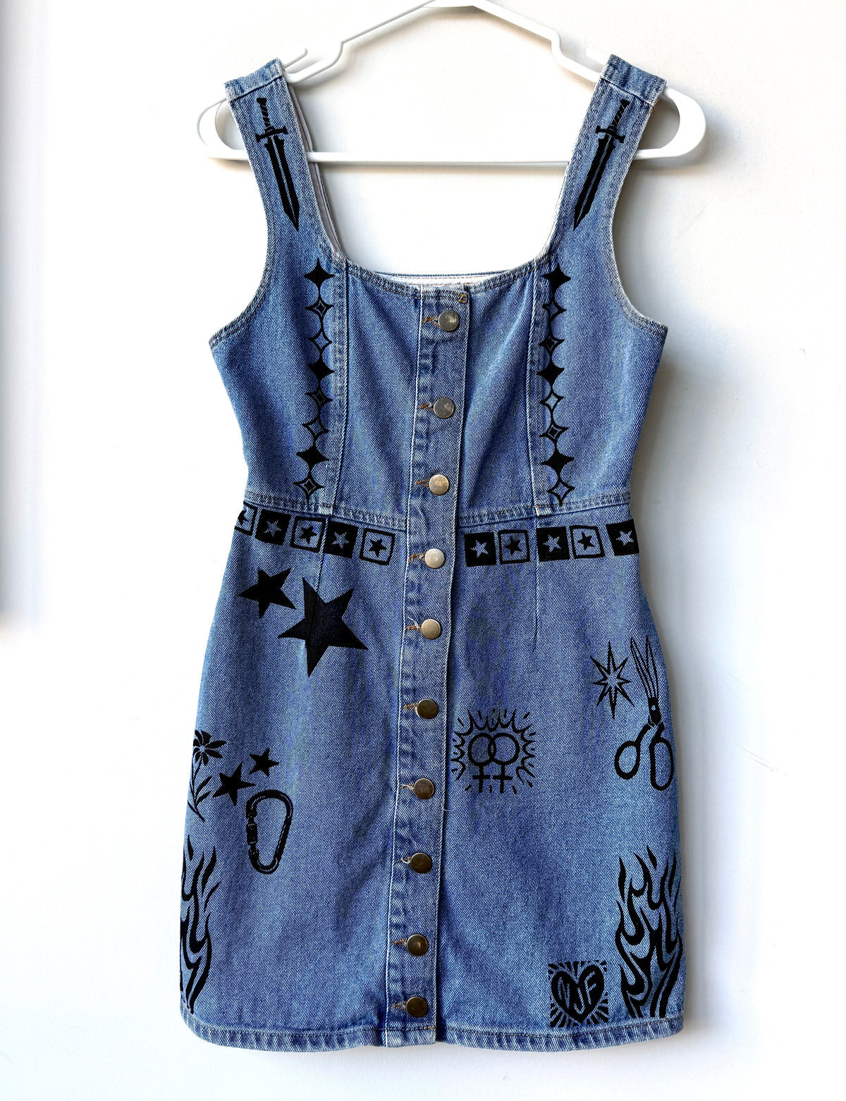 Patchwork Printed Denim Dress