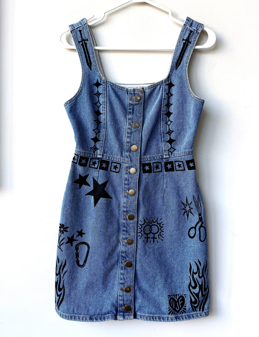 Patchwork Printed Denim Dress