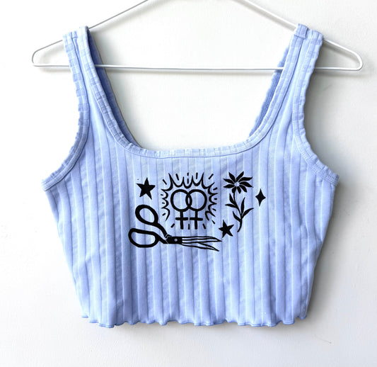 Patchwork Printed Cropped Tank