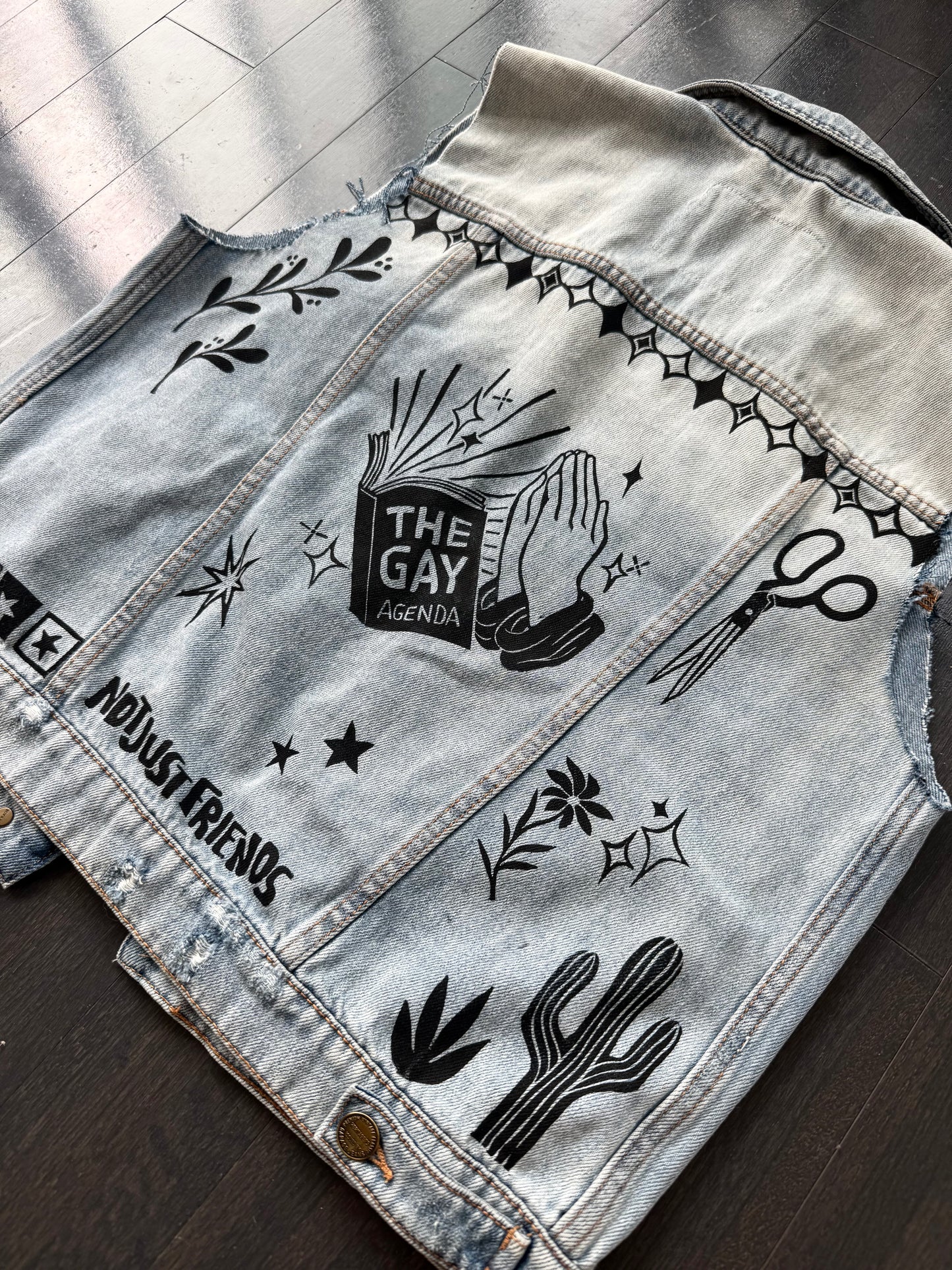 Patchwork Printed Denim Vest