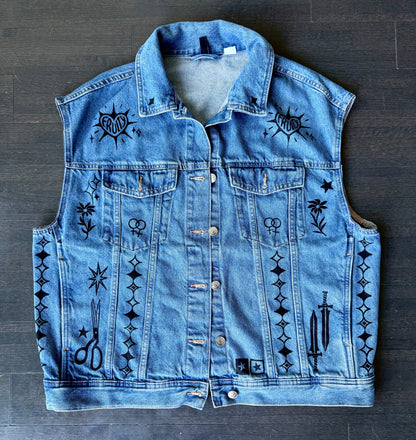 Fruity X Patchwork Printed Denim Vest