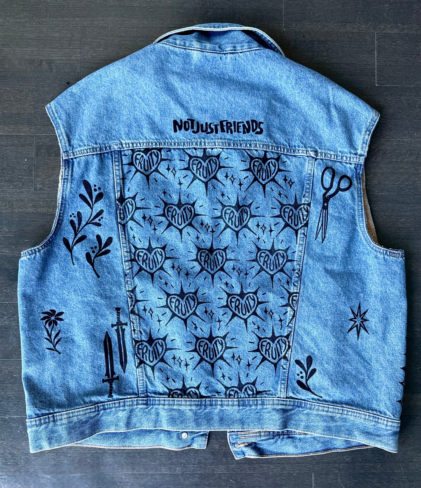 Fruity X Patchwork Printed Denim Vest