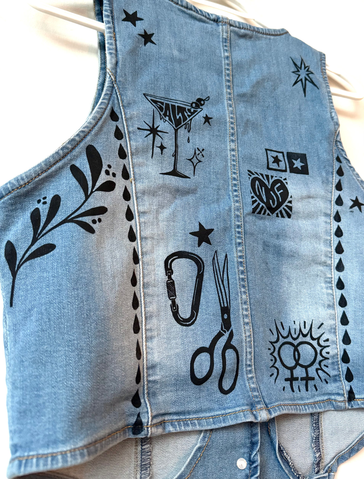 Patchwork Printed Denim Vest