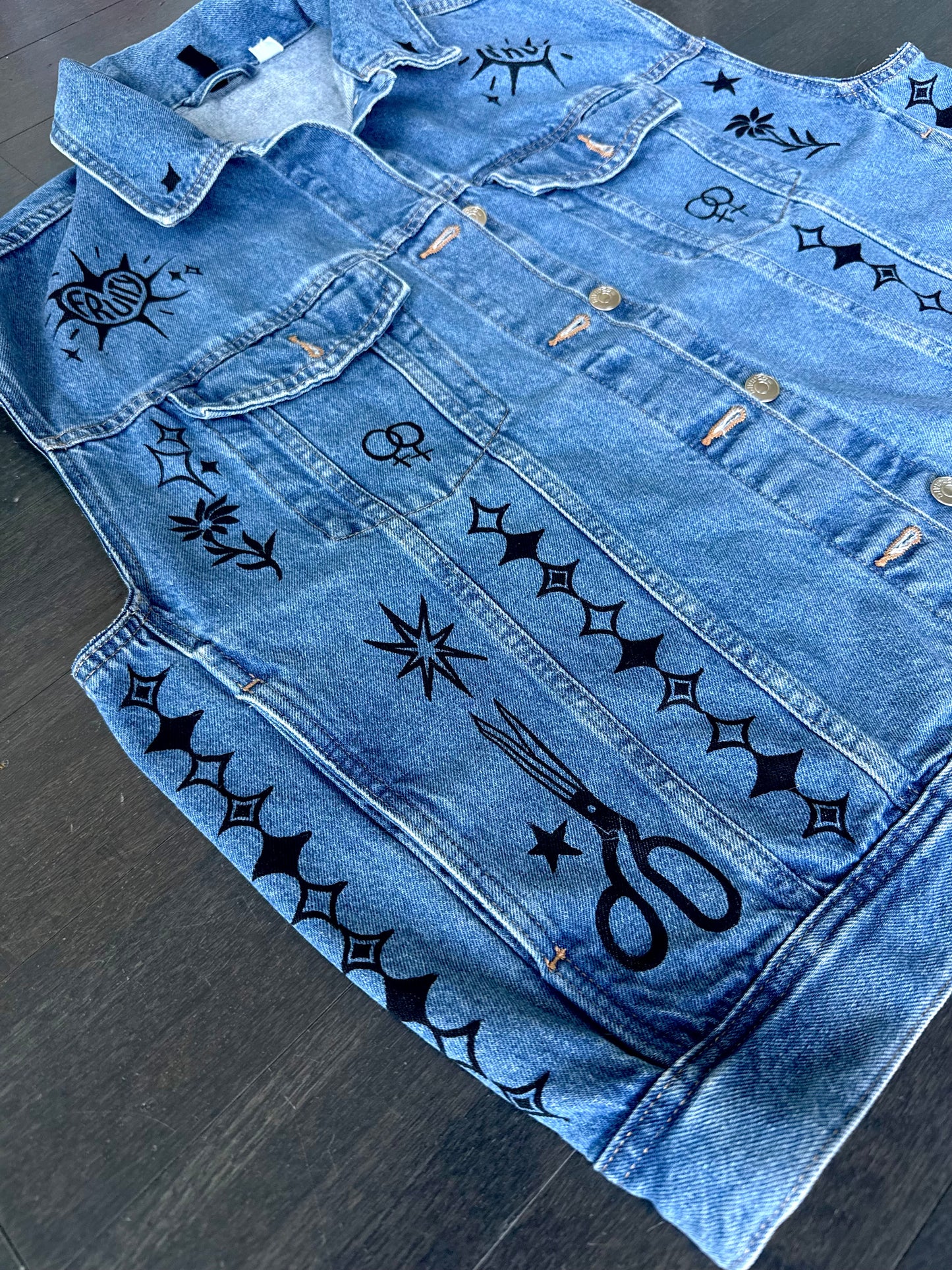 Fruity X Patchwork Printed Denim Vest