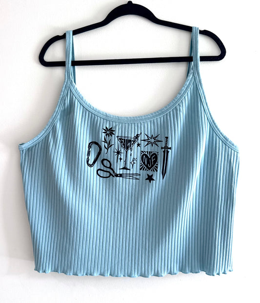 Patchwork Printed Cropped Tank