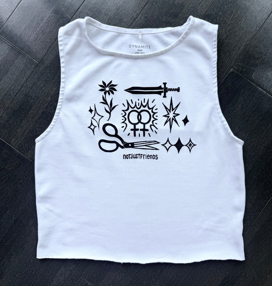 Patchwork Printed Cropped Tank