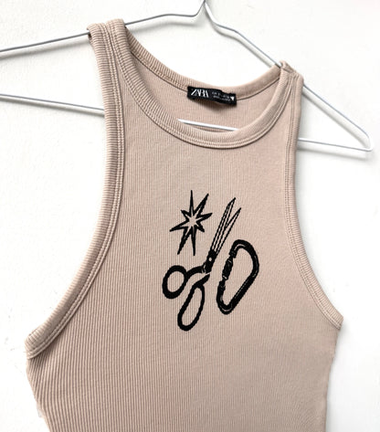 Patchwork Printed Cropped Tank