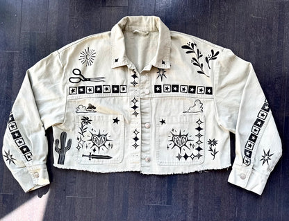 Patchwork Printed Cropped Jacket