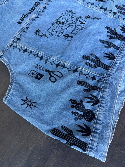 Cowgirl X Patchwork Printed Denim Vest