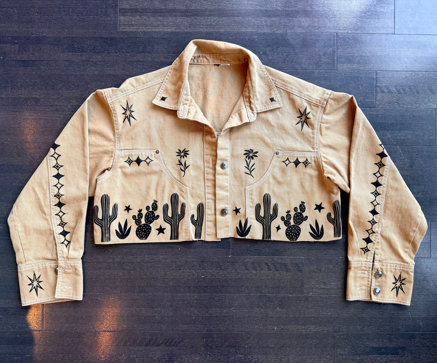 Cowgirl Patchwork Printed Cropped Jacket