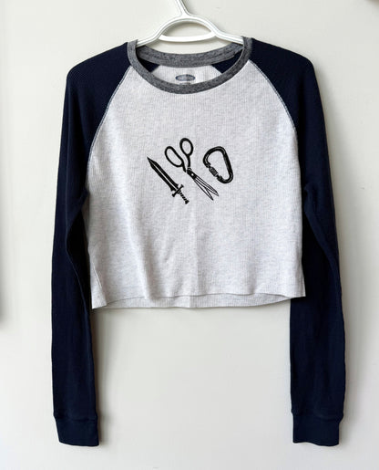 Patchwork Printed Cropped Long Sleeve