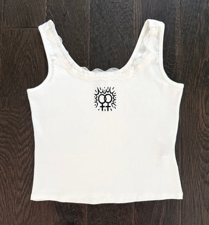 Double Venus Semi-Cropped Lace-Trim Tank