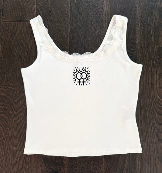 Double Venus Semi-Cropped Lace-Trim Tank