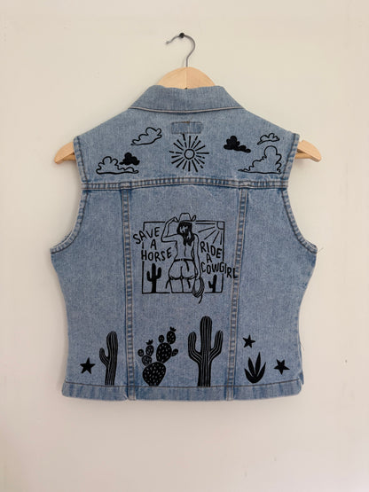Cowgirl Zip-Up Denim Vest