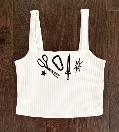 Patchwork Printed Cropped Tank