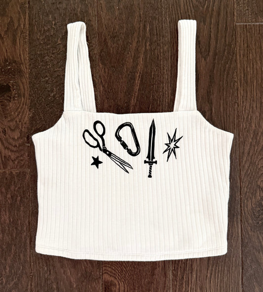 Patchwork Printed Cropped Tank