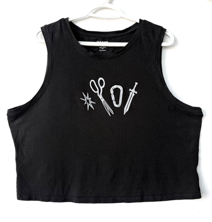 Patchwork Printed Cropped Tank