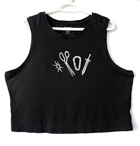 Patchwork Printed Cropped Tank