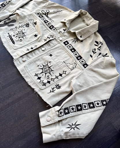 Patchwork Printed Cropped Jacket