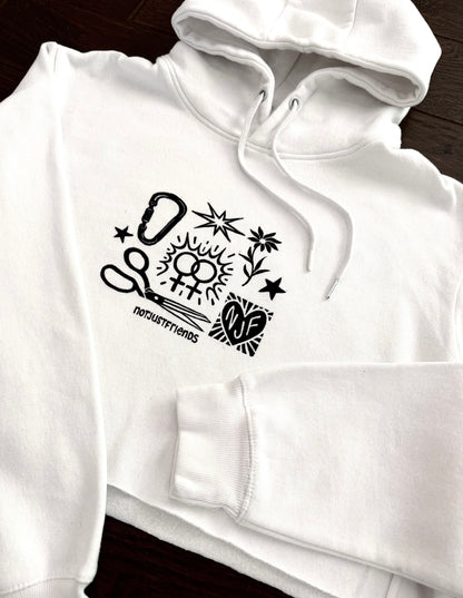 Patchwork Printed Cropped Hoodie