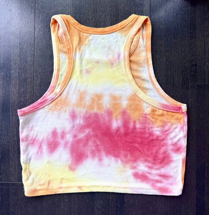 Patchwork Printed Cropped Tie-Die Tank