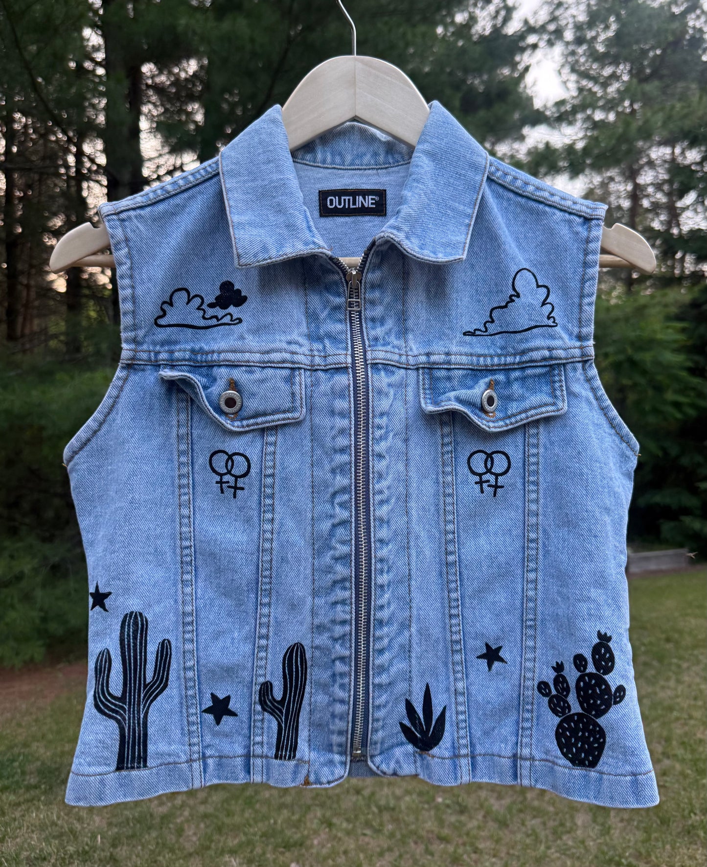 Cowgirl Zip-Up Denim Vest