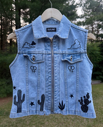 Cowgirl Zip-Up Denim Vest