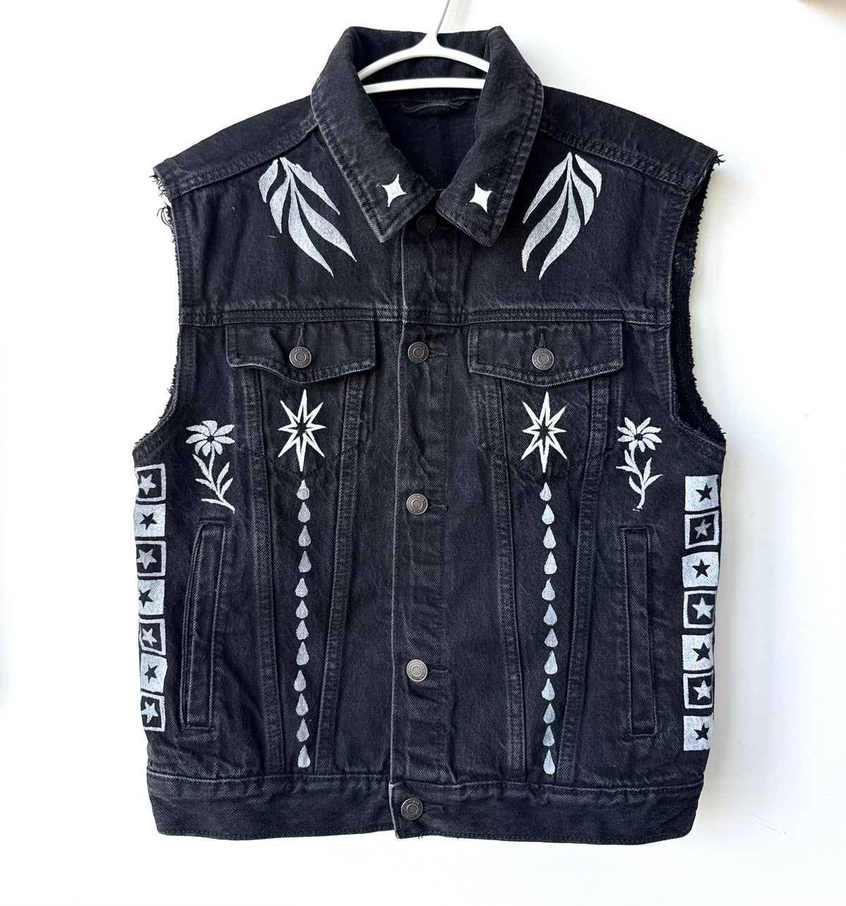 Patchwork Printed Denim Vest