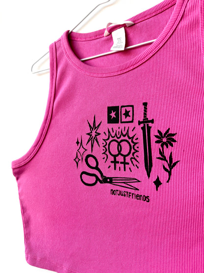 Patchwork Printed Cropped Tank