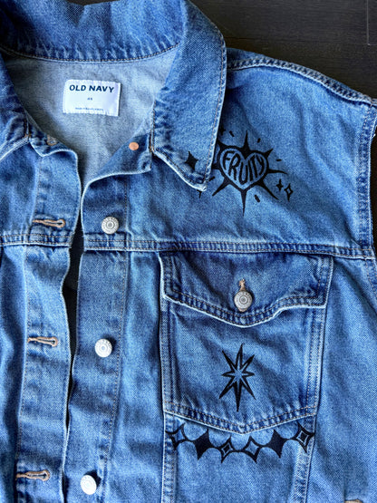 Cowgirl X Patchwork Printed Denim Vest
