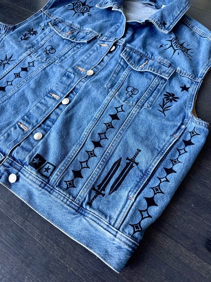 Fruity X Patchwork Printed Denim Vest