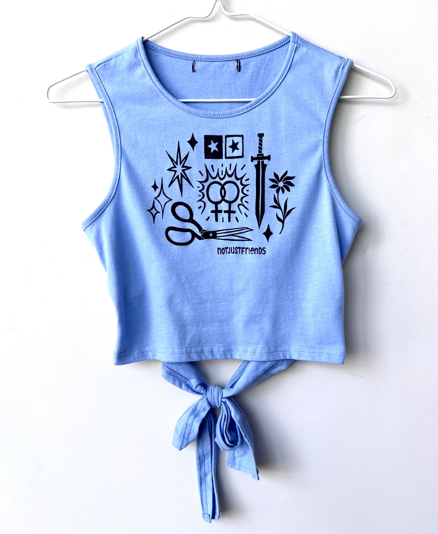Patchwork Printed Tie-Back Cropped Tank
