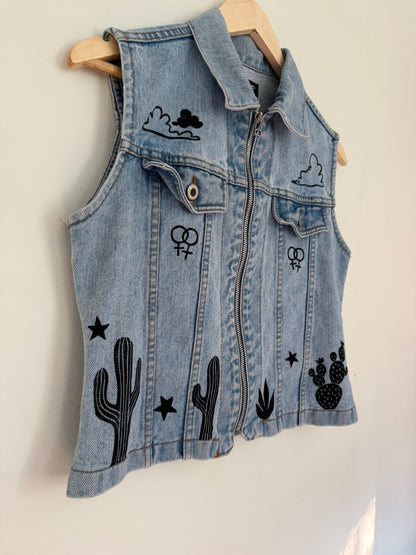 Cowgirl Zip-Up Denim Vest