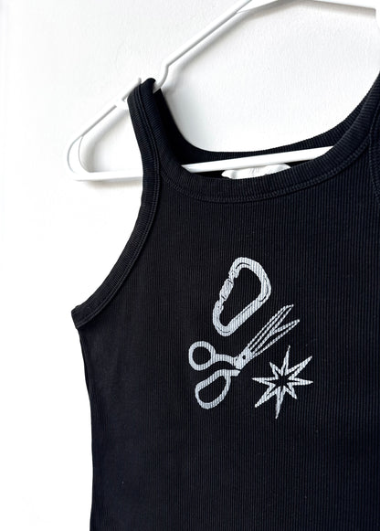 Patchwork Printed Ribbed Tank Top