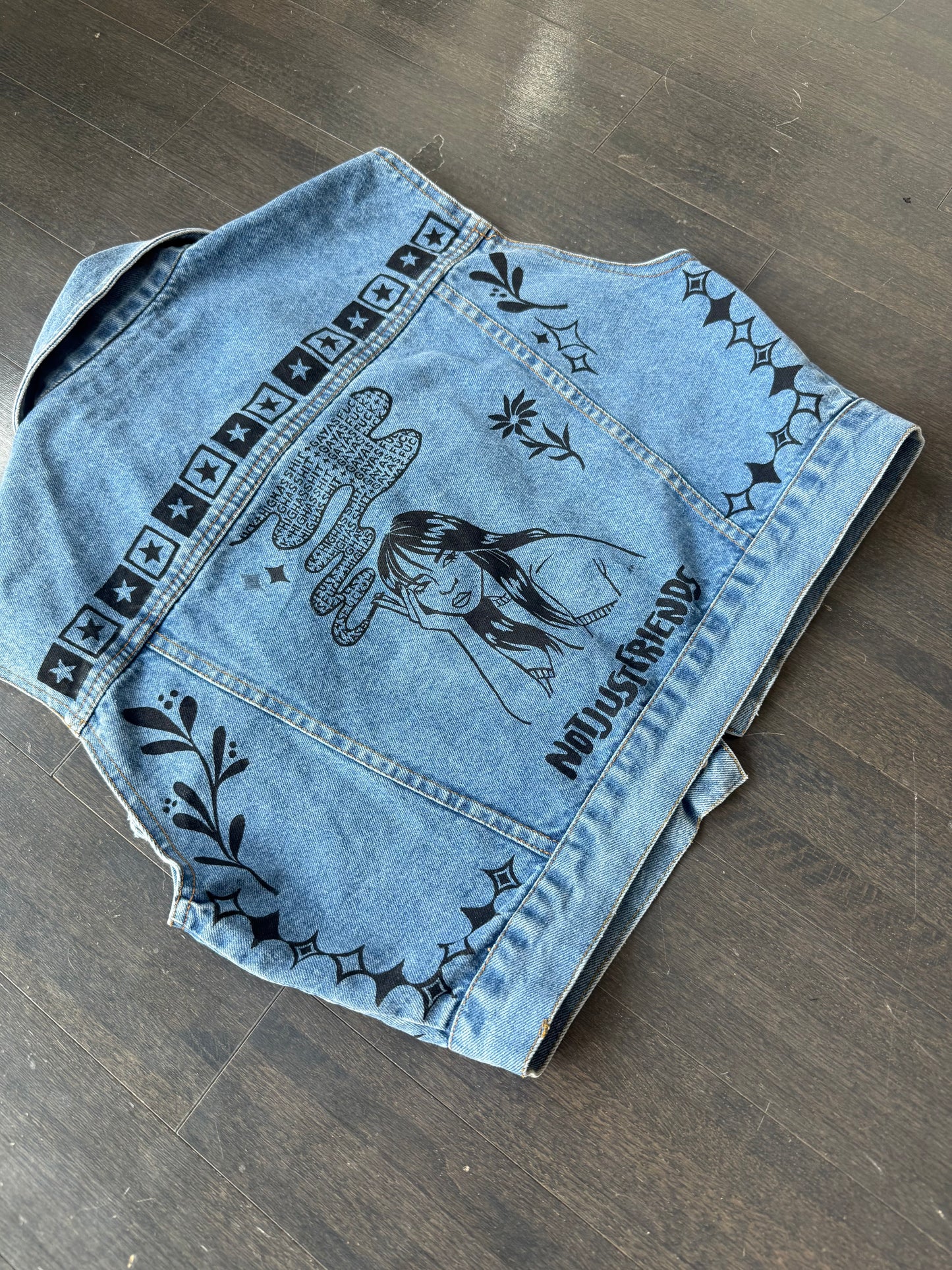 Patchwork Printed Vintage Cropped Denim CVest