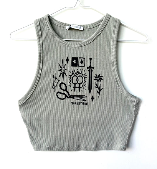 Patchwork Printed Cropped Tank